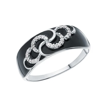

Silver ring with enamel and cubic zirconium sunlight sample 925