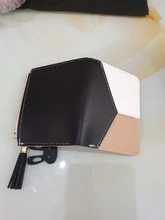 Billetera corta con cremallera para mujer, monedero con paneles a la moda, tarjetero de cuero