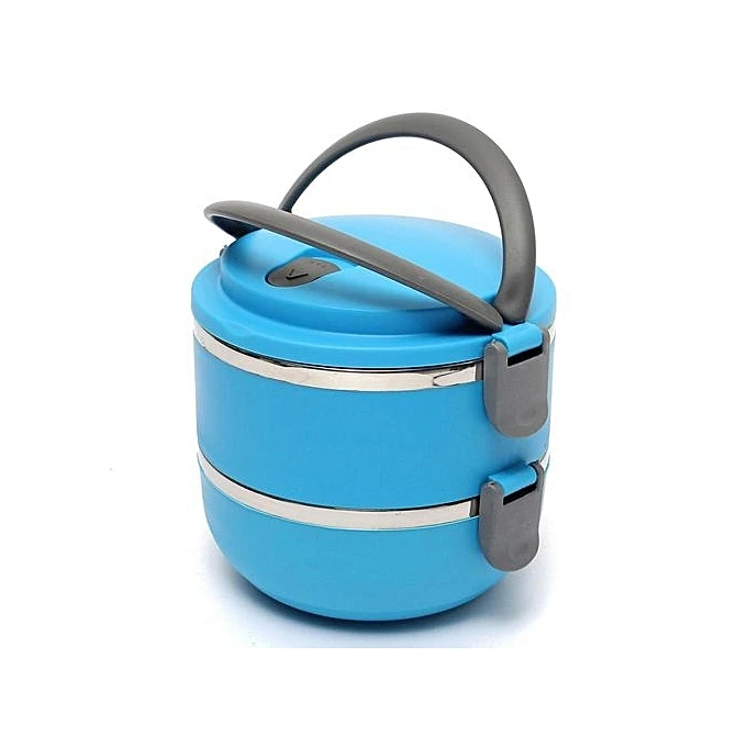 Ланч бокс 2 секции Lunch Box Urban Living 3 Layer Stainless Steel термо контейнер для обедов(Голубой