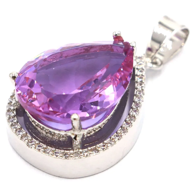 Ladies Jewelry Set Water Drop Color Changing Alexandrite Topaz CZ Silver Earrings Pendant