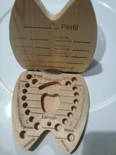 Diente de bebé caja de francés/inglés/español/ruso/italiano de madera organizador para dientes de leche de los muchachos de las muchachas de recuerdos para bebés regalo
