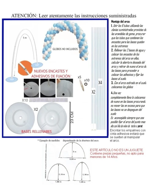 Estructura para Arco DE Globos 5 Metros con Soportes Adhesivos + 2