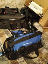 WORKPRO-Bolsa de herramientas de alta resistencia para hombe, organizador de utensilios de 14/15/16 pulgadas de gran capacidad, multibolsa, bandolera