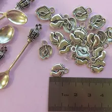 20 piezas encantos pies 13x10mm plata tibetana chapado en oro bronce colgantes joyería antigua fabricación artesanal DIY