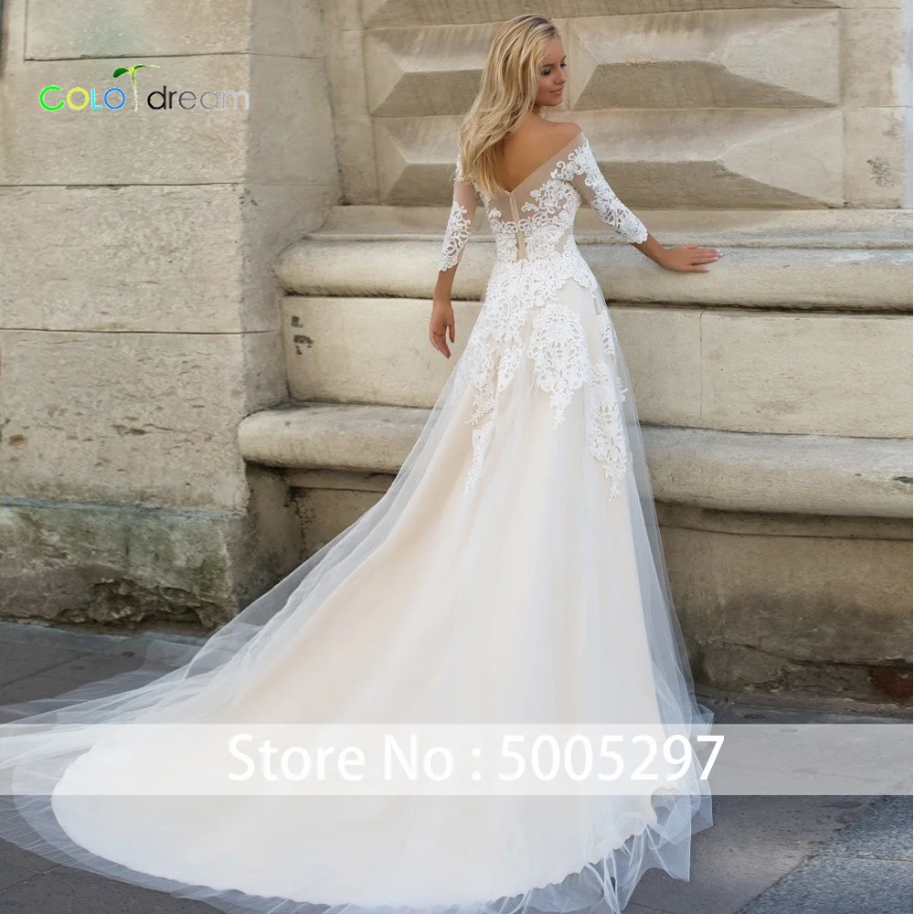 Свадебное платье A line vestido de novia с круглым вырезом