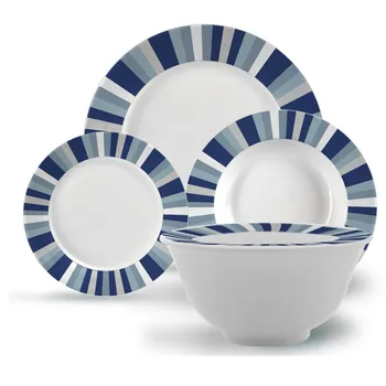 

Porcelain tableware Model Hisia 19pzs. Measurements: Plain Dish 25 cm, Deep Dish 21 cm, Dessert Dish 19 cm, salad Bowl 24cm
