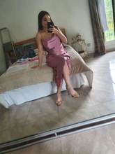 Asymmetrical Dress Satin-Straps Backless Julissa Mo Metallic Elegant Female Women Summer