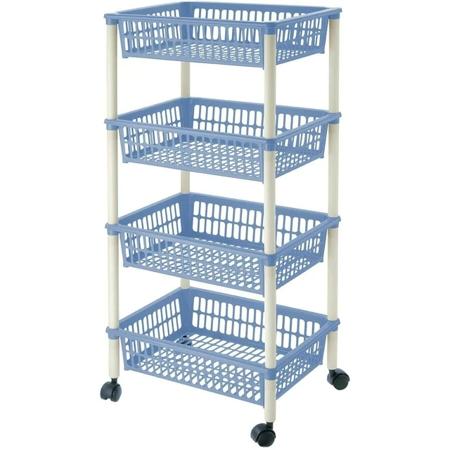 Carrito Frutero verdulero 4 cestos 4 ruedas 40x85 cm Mito Azul Plastico