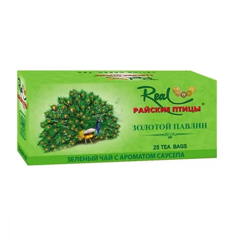 

Real Tea "Paradise Birds" "Golden Peacock", green with the aroma of sausep, 25 bags
