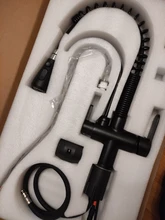 Quyanre-grúa filtrada para cocina, grifo con filtro de agua de rotación 360, mezclador de fregadero de tres vías, color negro mate