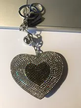 ZOSHI-Llavero borla cuero con forma de corazón, llavero con anilla para llaves, llavero de cristal de Metal, bolso con abalorio, colgante automático, regalo, precio al por mayor