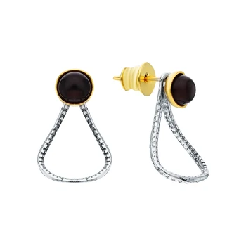 

Silver earrings with amber sunlight sample 925