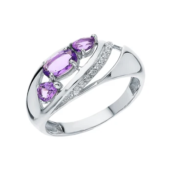 

Silver ring with amethyst and cubic zirconia sunlight sample 925
