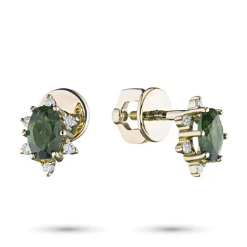 

Yellow gold pouches with diamonds and хромдиопсидом вгп03с011902