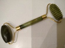Doble cabezas de piedra de Jade rodillo masajeador Facial Natural para Estiramiento Facial la piel del cuerpo de relajación belleza herramienta para adelgazar masajeador para cara