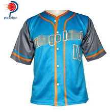 Полиэстер Полная кнопка Сублимация спорт бейсбол Джерси для мужчин