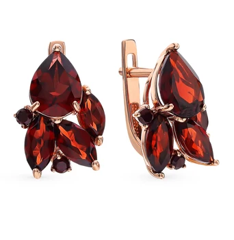 

Gold earrings with Garnet sunlight sample 585