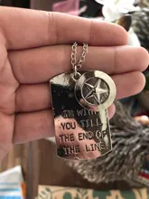 Estoy contigo hasta el final de la línea Etiqueta de perro pentagrama Collar COLGANTE de la joyería para hombres y mujeres encanto Collar de cadena larga accesorio