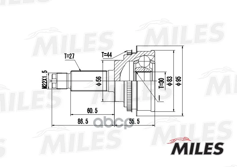 Шрус Subaru Forester Ii/Impreza Ii/Legacy Iii 1.6-3.0 98-07 Нар. Abs Gt Inner Miles Ga20417 Miles арт. GA20417