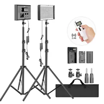 

Neewer 2-Pack 2.4G LED Video Lighting Kit:Bi-Color CRI 95+ 280 LED Panel for Photo Studio Photography, Ball Head/Battery/Charger
