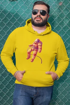 

Angemiel Wear Pink Astronot Yellow Men 'S Hooded Sweatshirt