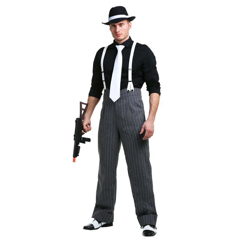 Quality Mens Mafia Underboss Cosplay Costume 1920's Style Gangster Costume Halloween