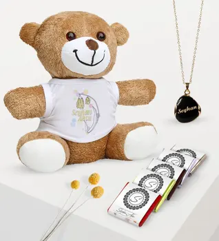 

Personalized Plush Teddy Bear Enamel Necklace and Chocolate Gift Set-13