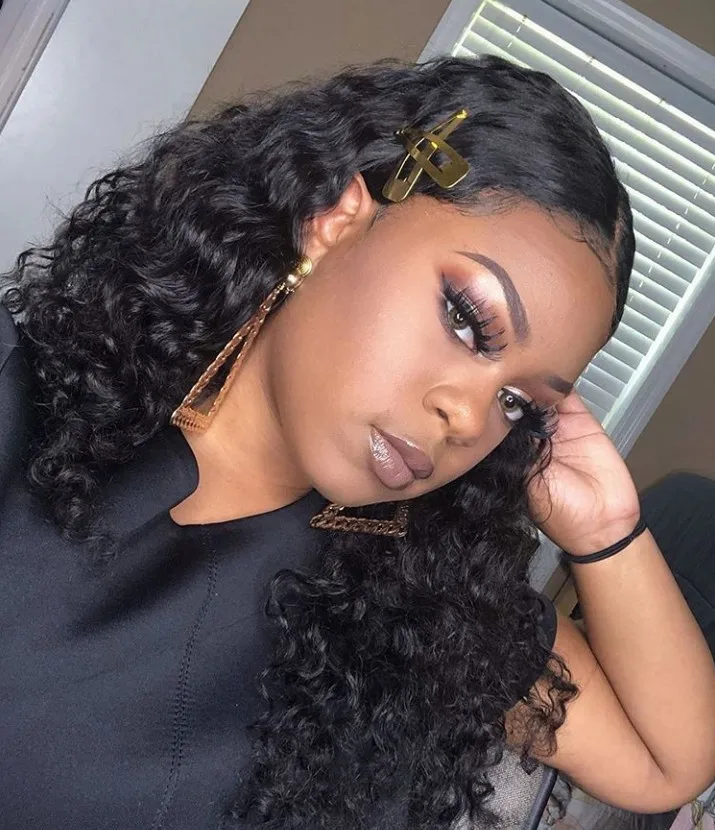Deep Curly Brazilian Fake Scalp Full Lace Wig photo review