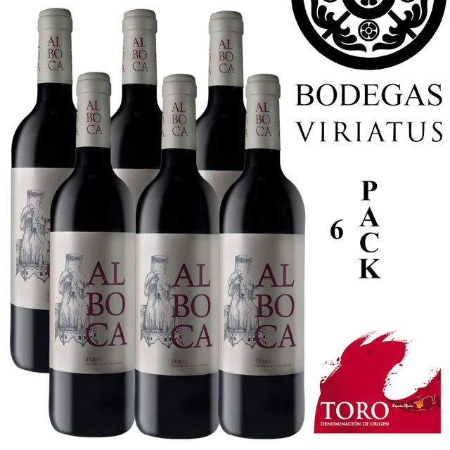 PACK de 6 bouteilles de vin rouge ALBOCA JOVEN, vin rouge, 2018, provenant d'espagne, Bodegas Viriatus, Tinta de Toro (tempranilo) 100%, DO Toro 1