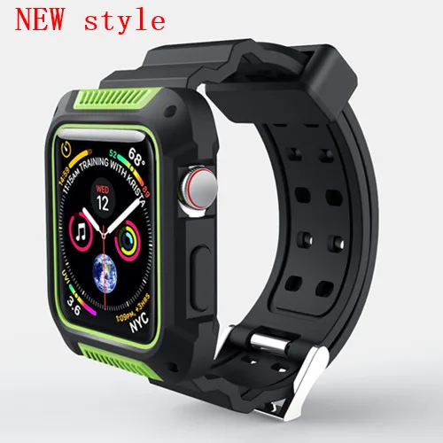 Чехол+ ремешок для apple watch band pulseira apple watch 4 3 5 band 44 мм 40 мм iwatch 42 мм/38 мм Защитная крышка correa - Цвет ремешка: green