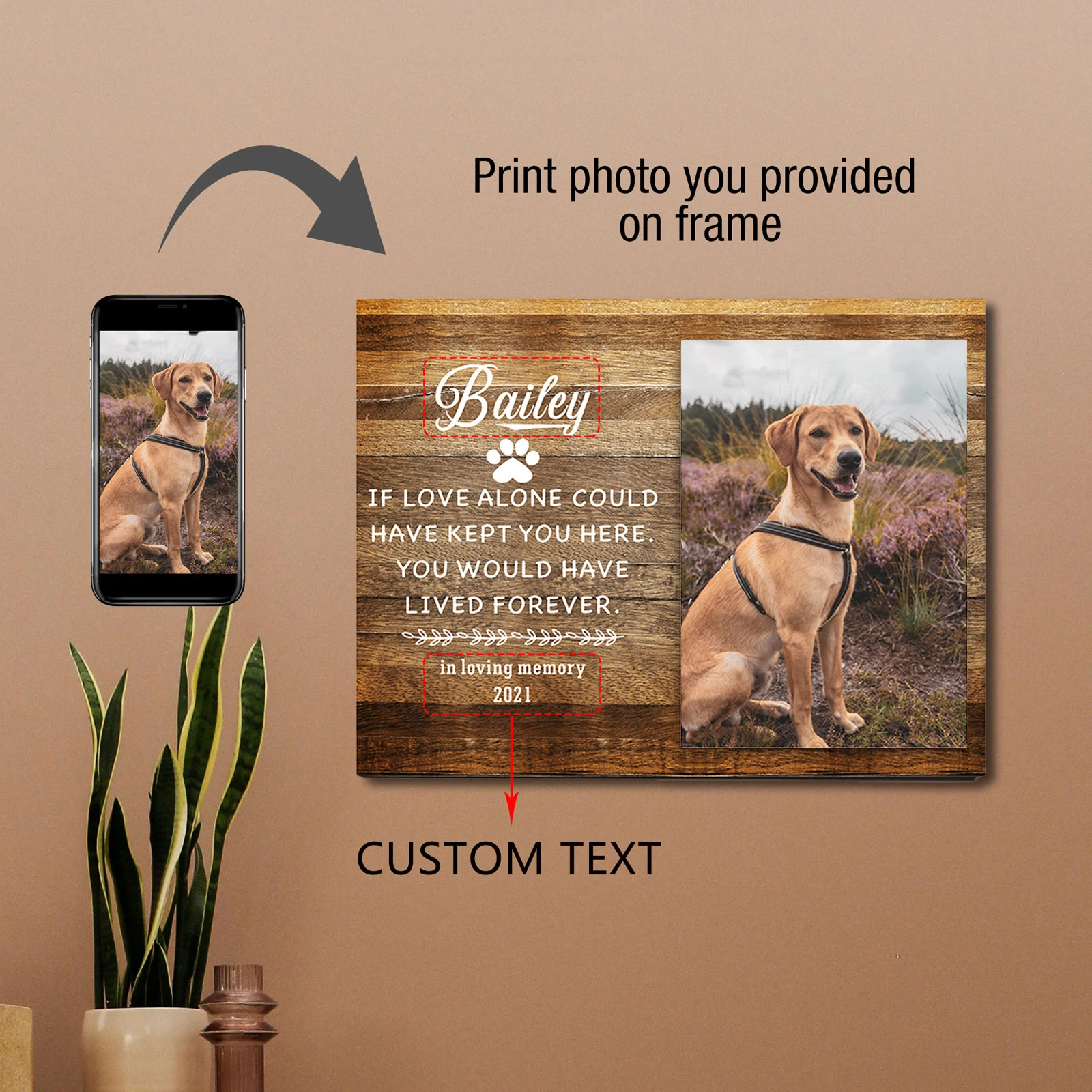 Personalized Gift Pet Memorial Picture Frame Custom Wood Art Frames DIY Desktop Poster Photo Christmas Home Decoration | Дом и сад
