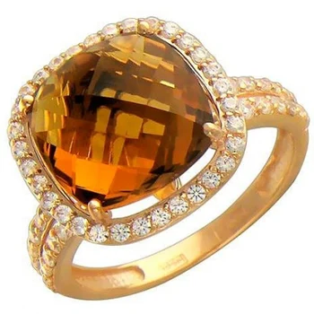 

Esthete ring with quartz and cubic zirconia in red gold
