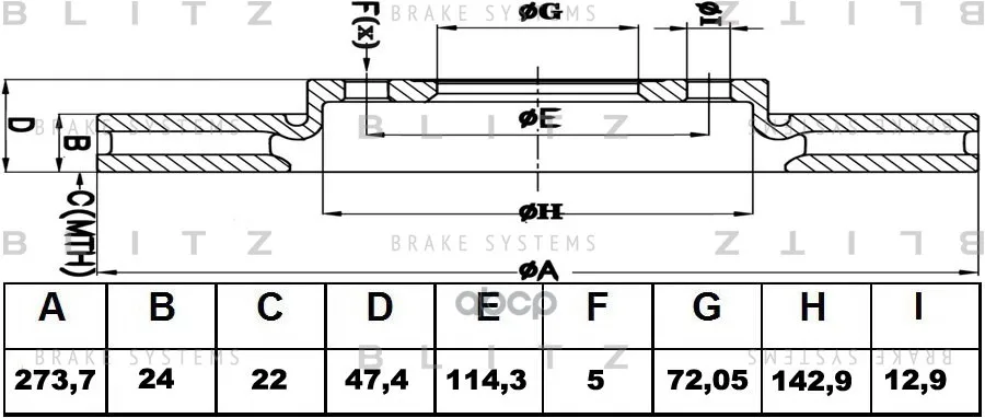Диск Тормозной Mazda 323/626/Premacy/6 98- Blitz арт. BS0171
