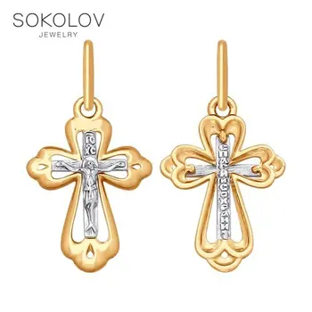 

Suspension SOKOLOV of combined gold fashion jewelry 585 women's male, pendants for neck women