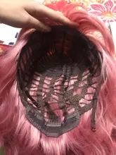 Msholy-peluca ondulada rosa con flequillo Bob corto, Pelo Rizado Bob, pelucas púrpuras sintéticas Rojas, rubias y verdes, Cosplay de alta temperatura