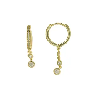 

Earrings Hoops Silver with Plating Gold and Zircons
