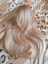 Synthetic-Wig Wavy Hair Side-Bangs Heat-Resistant Cosplay Golden-Blonde Layered Natural