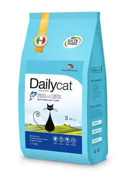 

Dailycat adult Steri Lite Fish & Rice for caste. And Sr. Cats with fish and risom-3 kg x 1 pc
