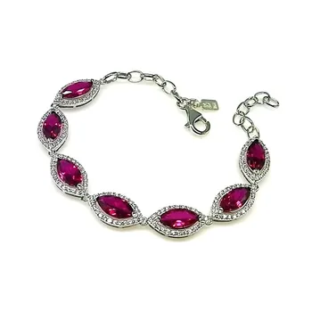 

Law silver bracelet 925m. Rhodium-plated 18cm. Network stone zircons [AB0957]