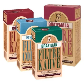 

Filter Coffee Set 250 gr 4 Pcs Colombian, Ethiopian, Brazilian, Guatemala Decaf Filter Delicious Pure Fine Coffee Mehmet Efendi