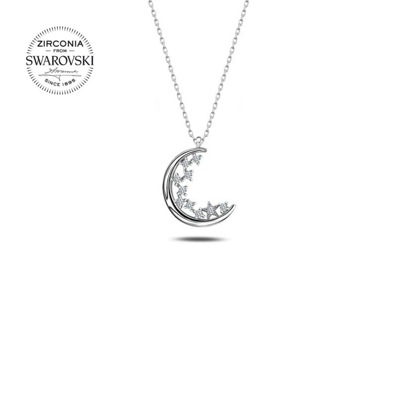 

Armagano Swarovski Zirconia Stone Crescent Necklace