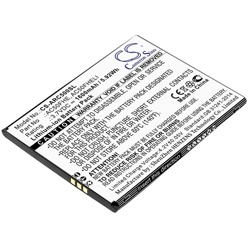 Аккумулятор CameronSino для Archos ARCHOS 50F Helium 4G Lite (GX395872) 1600mah | Мобильные телефоны и