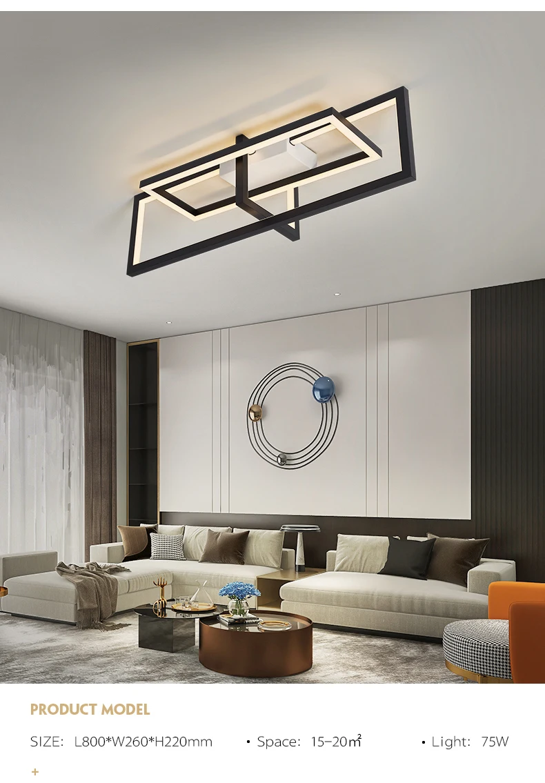 Modern LED Chandelier For Living Room Bedroom Dining Room Kitchen Square Design Ceiling Light Simple Creative Decorative Lamp flush ceiling lights