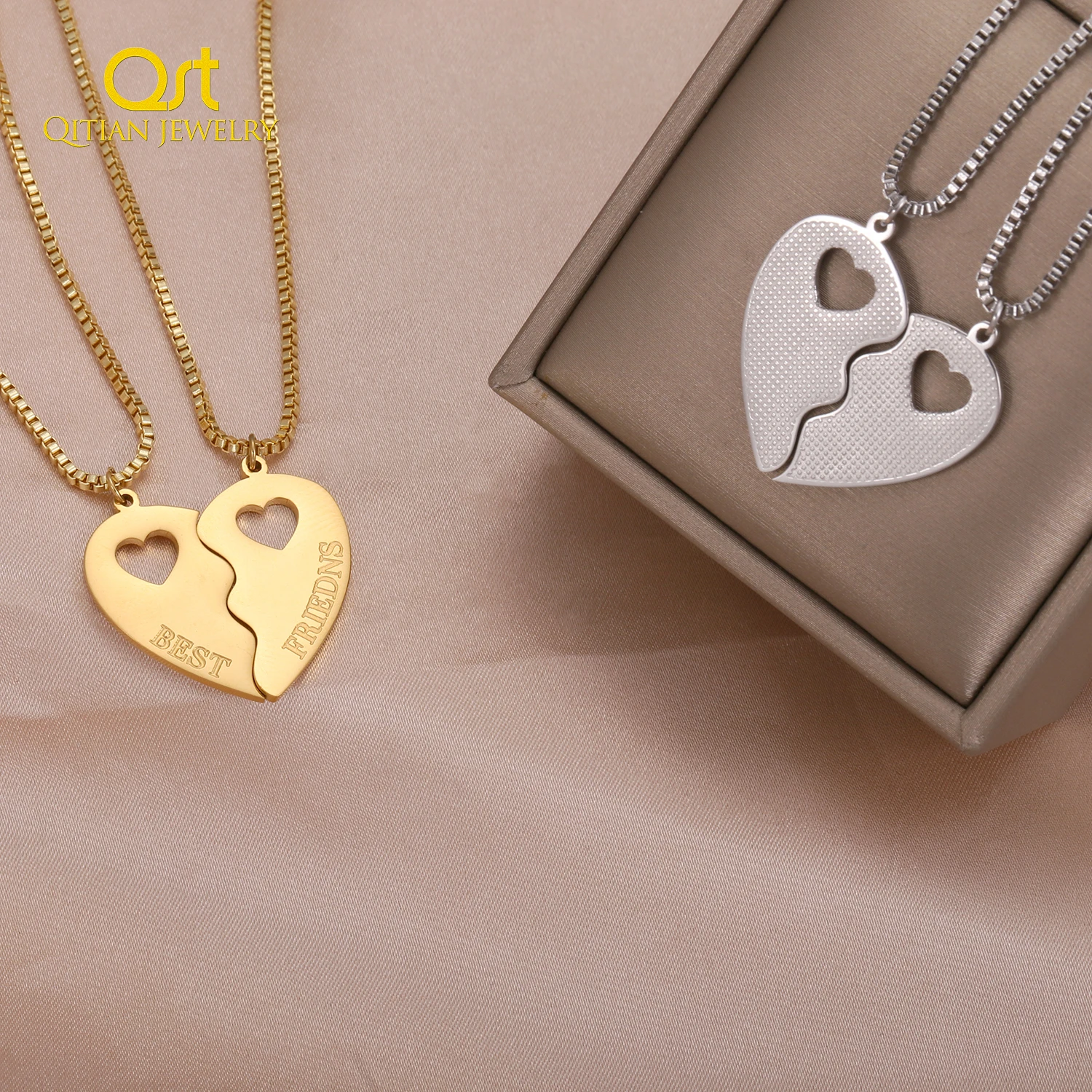 Love Two Piece Heart Necklace For Boyfriend And Girlfriend
