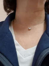 Colgantes redondos de circón AAA para mujer, collar de hilo de pescar transparente Invisible, gargantilla de Metal, Color dorado y plateado