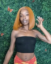 Jengibre Bob corto pelucas de cabello humano Rubio transparente peluca con malla frontal 13*1 Remy peruano recto naranja malla con división frente pelucas de cabello