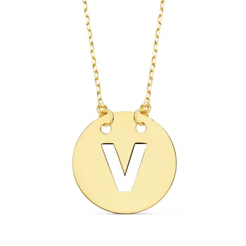 

Choker 18k gold chain 42cm. Forced pendant letter V sheet 15mm. Openwork