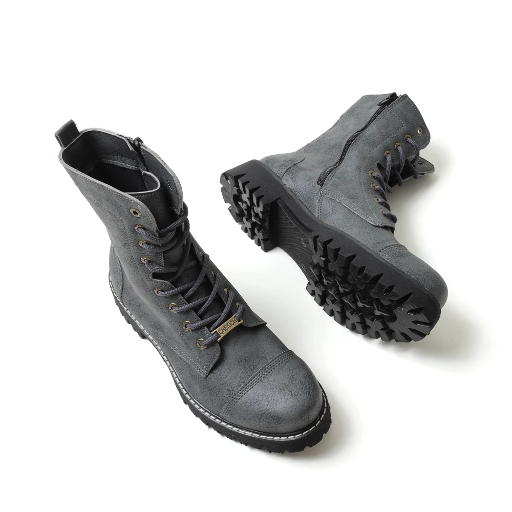 Chekich Anthracite Non-Leather Boots for Men Zipper and Lace-up Winter Snow High Top Warm Quality Design Footwear Basic New Trend Solid Outdoor Daily Wear Fashion Brand Male Classic Casual CH009 V1