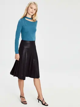 

Leather Look Pleated Skirt
