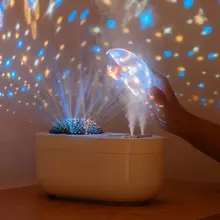 A-69 1000ml Projection Dual Humidifier Rotation Mist Aroma Diffuser 360 Night Light Rechargeable Two Sprayer Humidifiers